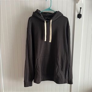 Charcoal Gray Hoodie with Cream Drawstrings